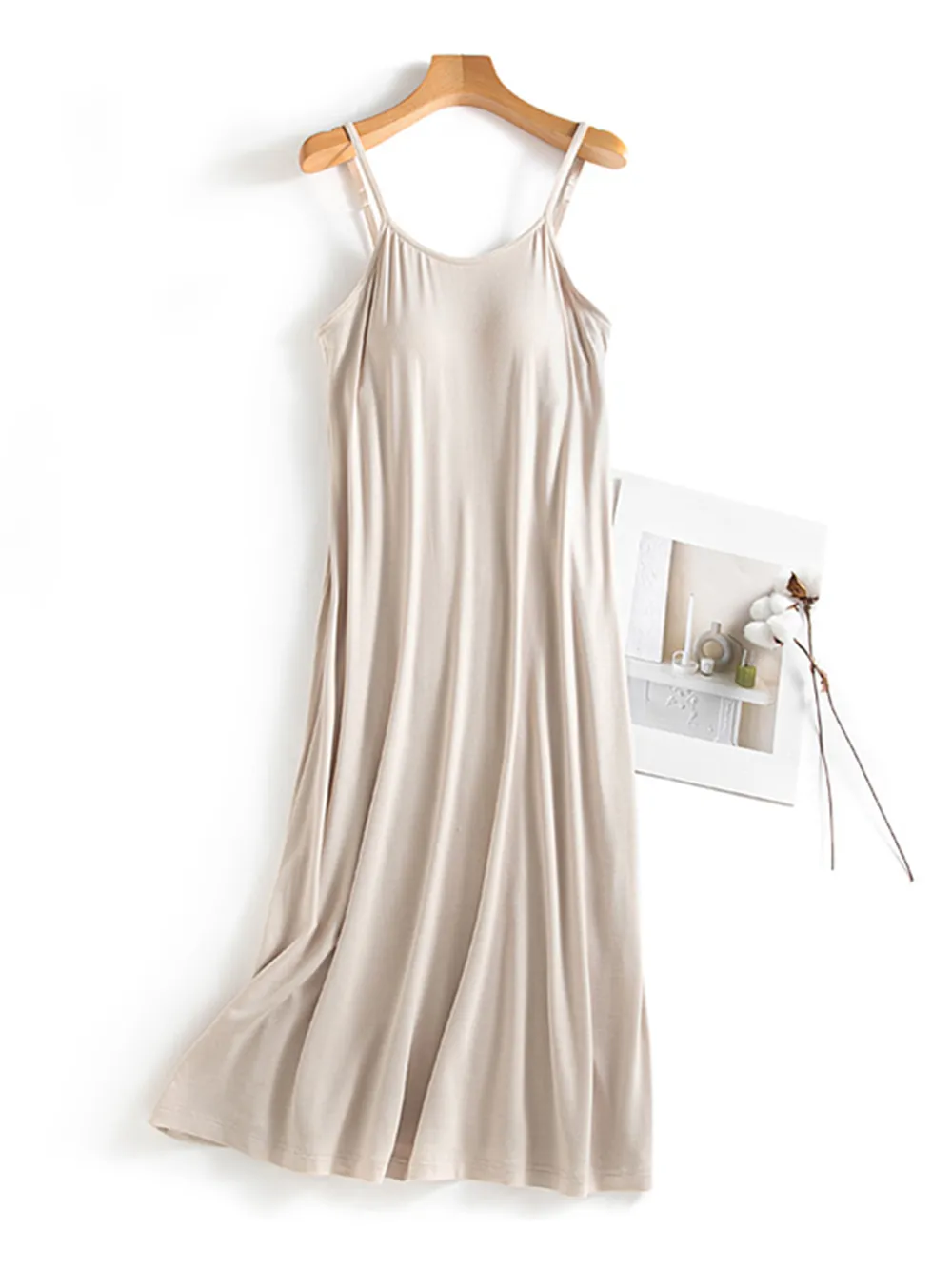 Scoop Neck Midi Cami Dress with Bra, image 10