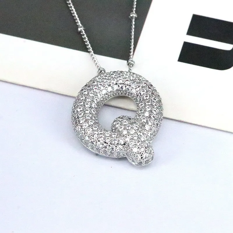 Copper Inlaid Zircon Letter Pendant Necklace, image 6