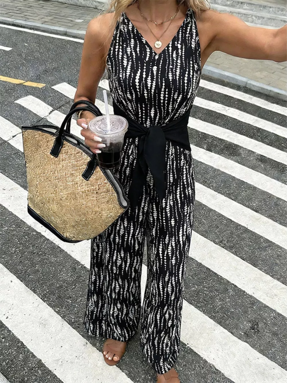 Printed Wide Leg Jumpsuit, image 7