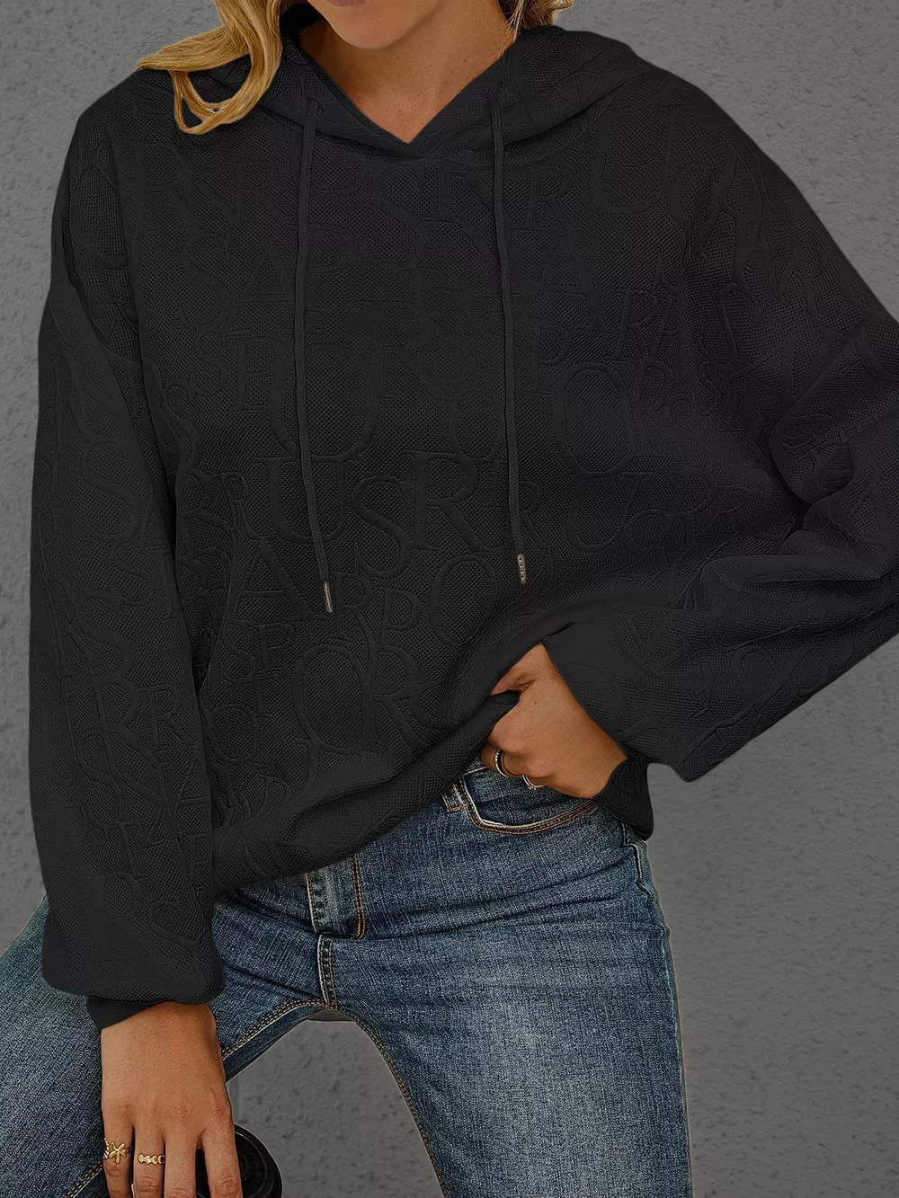 Full Size Embossed Lettering Casual Hoodie Plus Size, image 13
