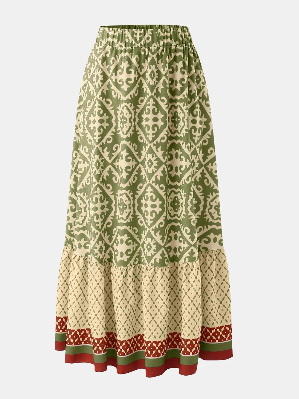Geometric Elastic Waist Maxi Skirt, image 3