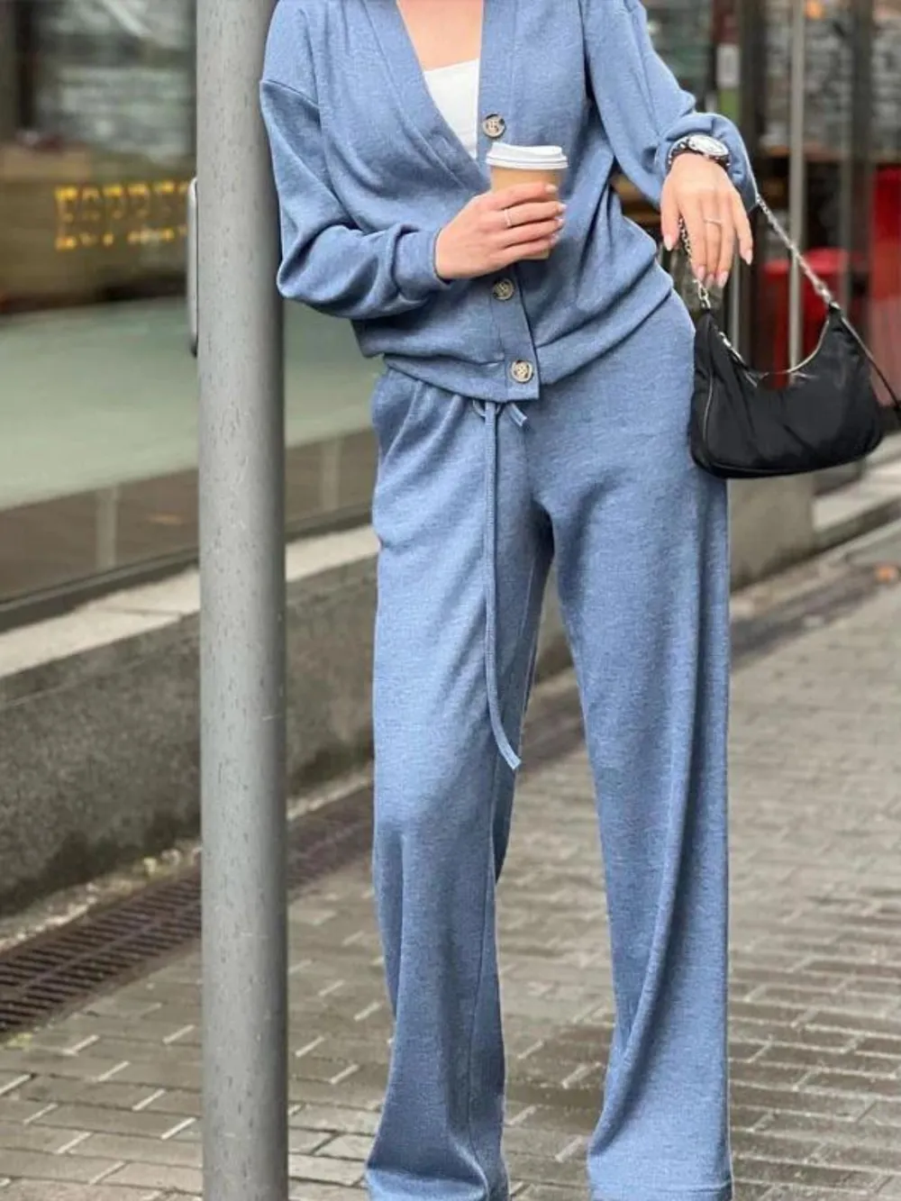 Full Size Button Up Long Sleeve Top and Pants Set, image 5