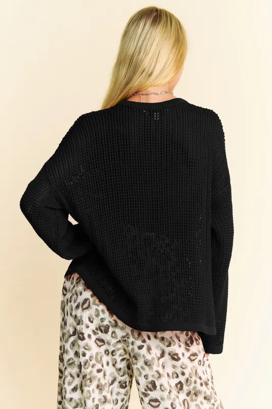 Star Front Crochet Drop Shoulder Knit Top, image 2
