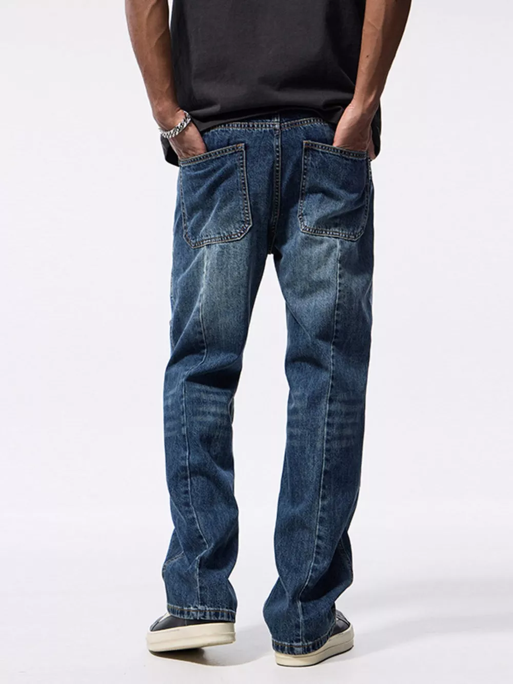 Men's Patchwork Relaxed Fit Jeans, image 7