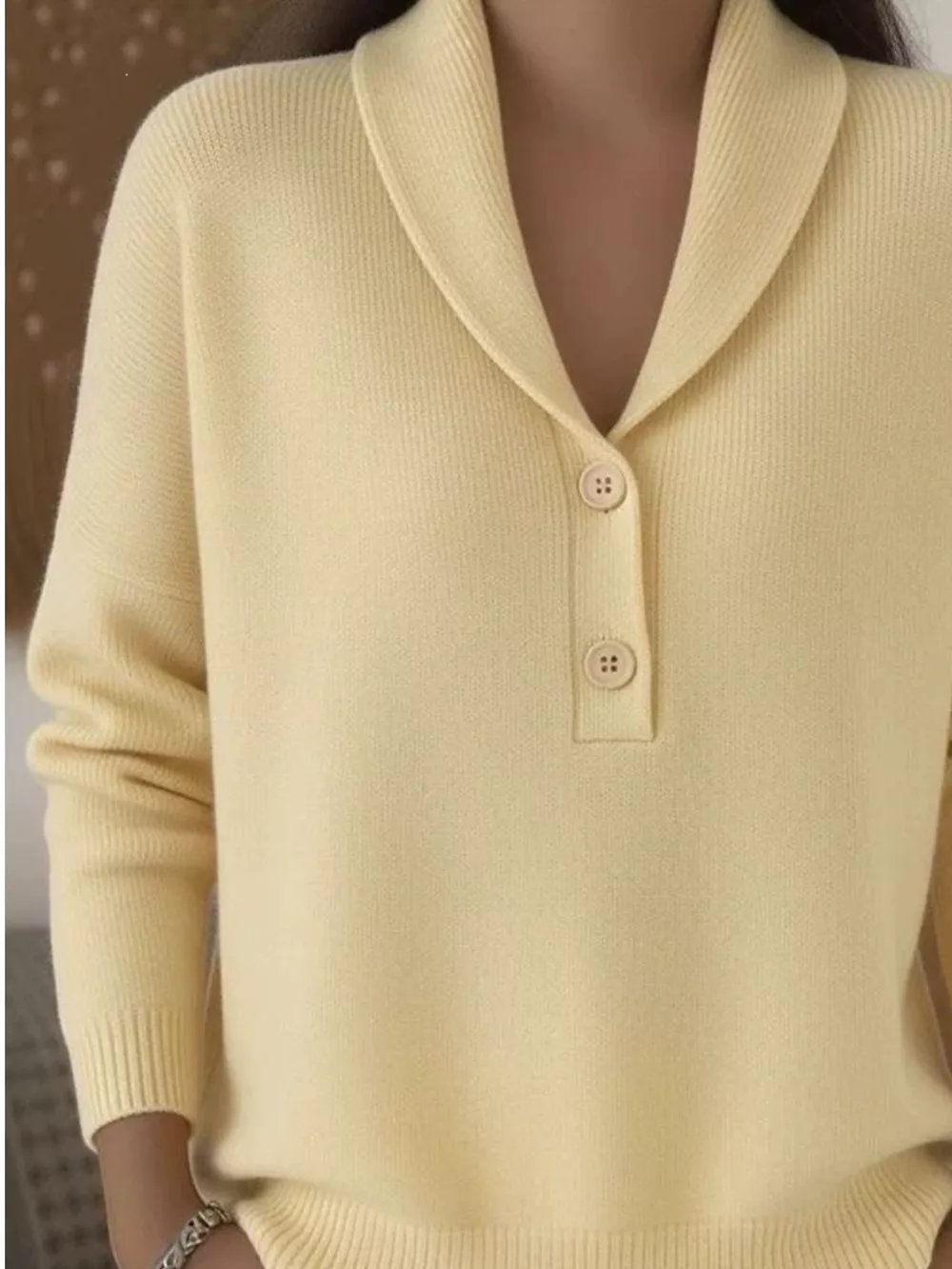 Full Size Button Detail Long Sleeve Sweater Plus Size, image 2