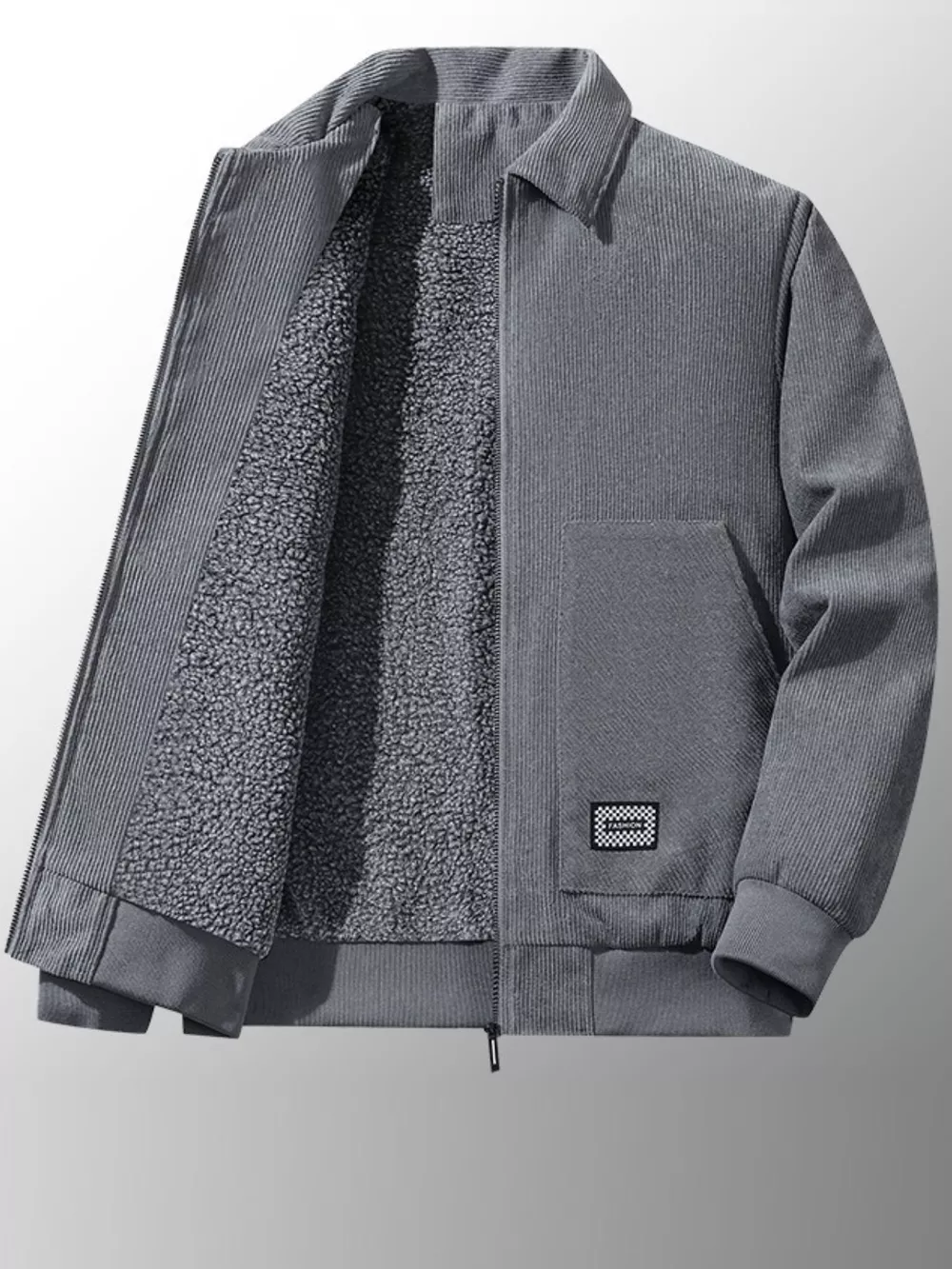 Men's Plus Size Corduroy Sherpa Lined Winter Jacket, image 4