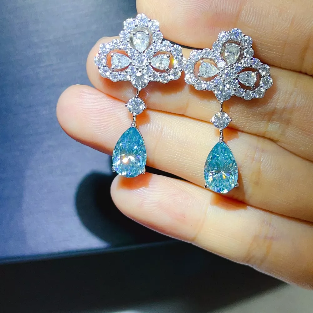 6 Carat 925 Sterling Silver Moissanite Drop Earrings, image 3