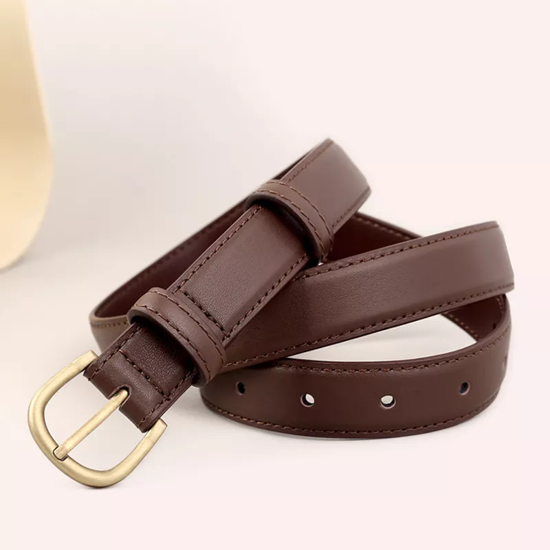 Skinny Leather Belt with Golden Buckle, image 6