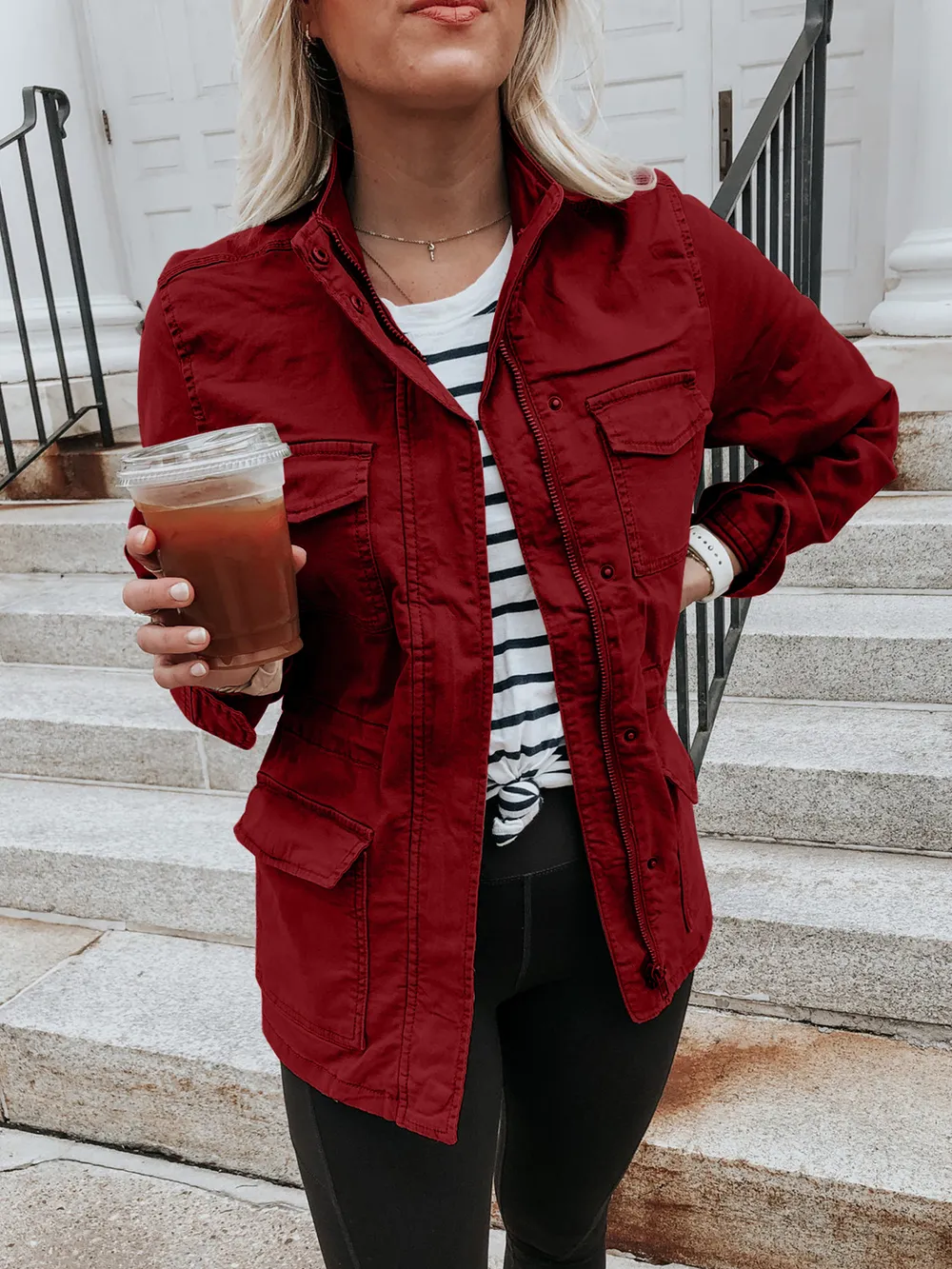 Pocketed Long Sleeve Zip Up Jacket, image 8