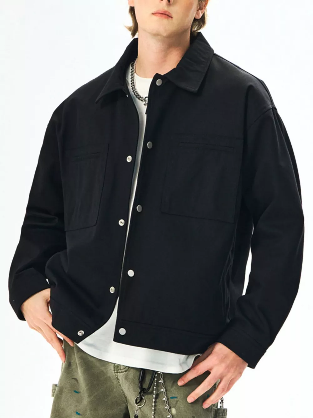 Men's Plus Size Casual Snap Down Jacket, image 6