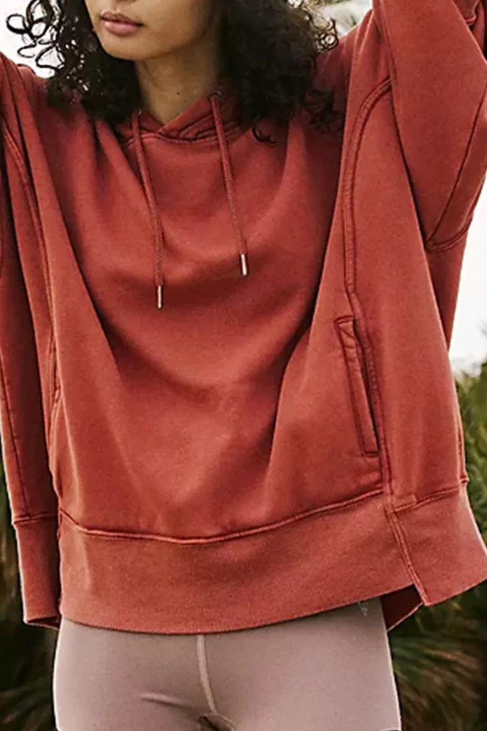 Drawstring Dropped Shoulder Hoodie, image 4
