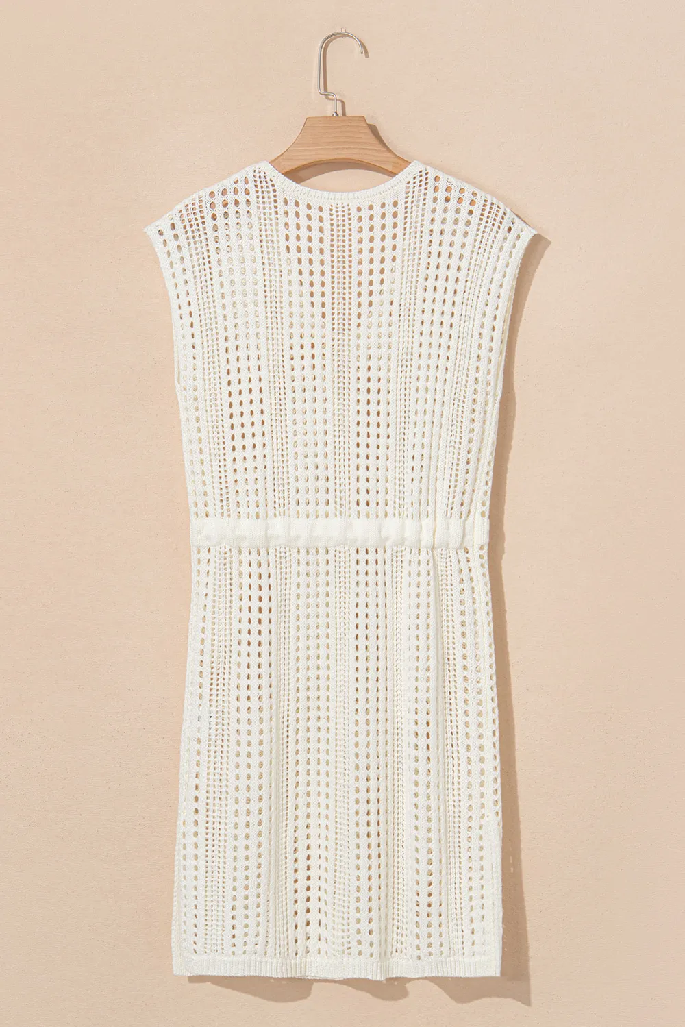 Side Slit Drawstring V-Neck Knit Cover Up Dress, image 3