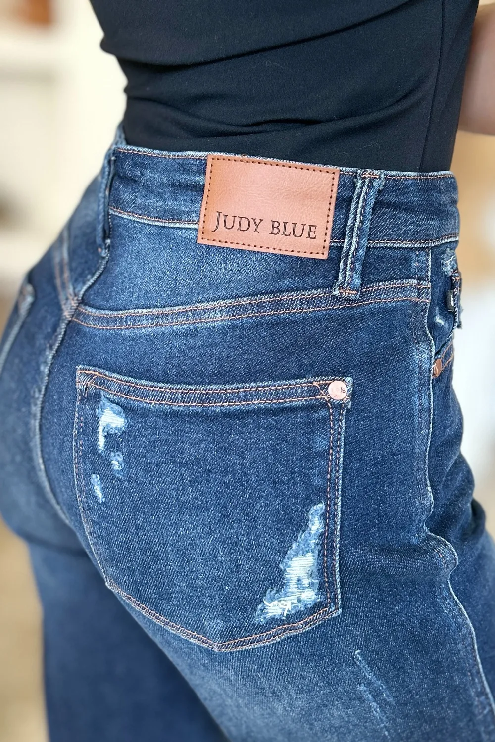 Full Size High Waist Rigid Magic Heavy Destroy Straight Jeans, image 4