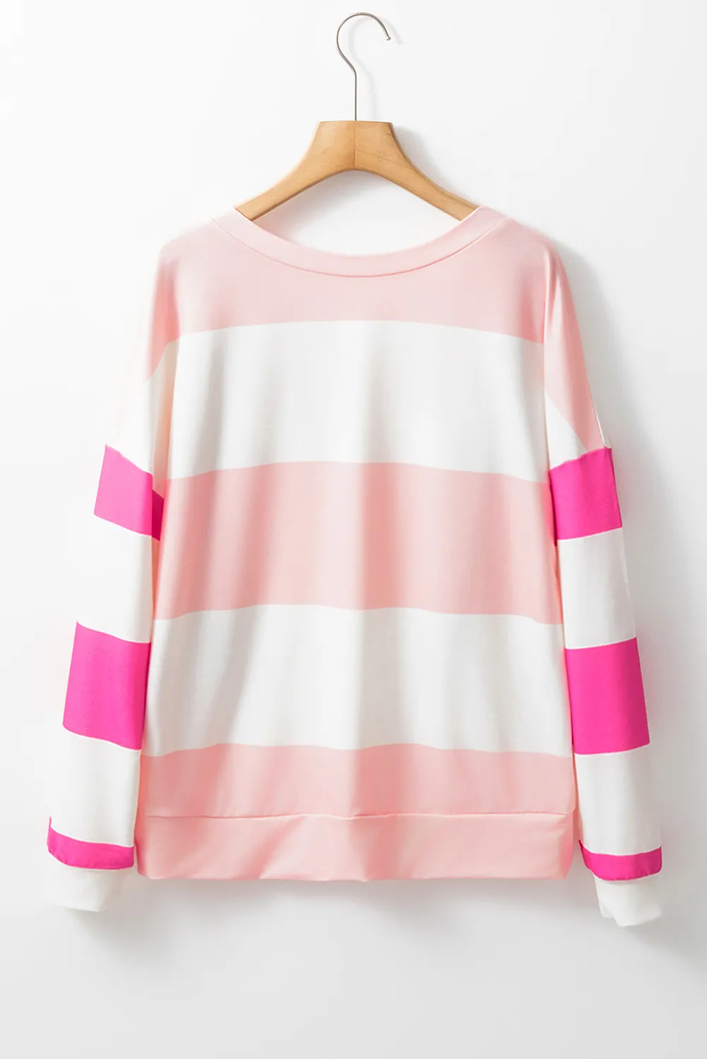 Contrast Color Block Round Neck Long Sleeve Top, image 4