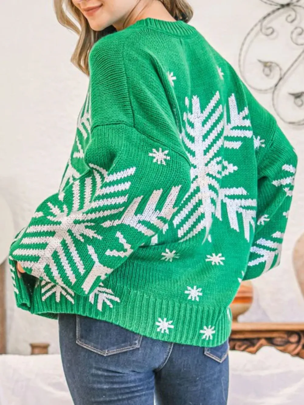 Christmas Snowflake Long Sleeve Sweater, image 11