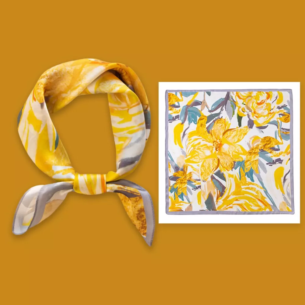 Floral Print Silk Square Scarf, image 3