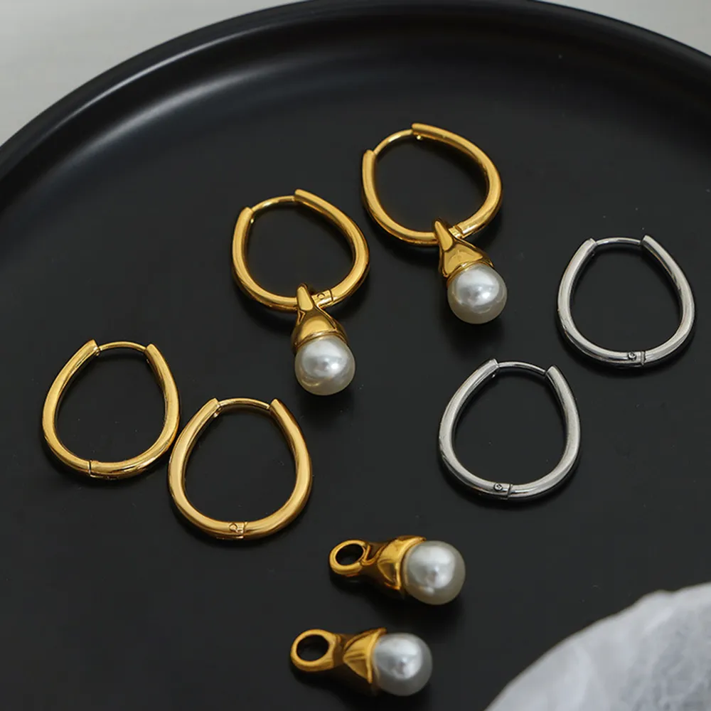 Titanium Steel Huggie Earrings, image 3