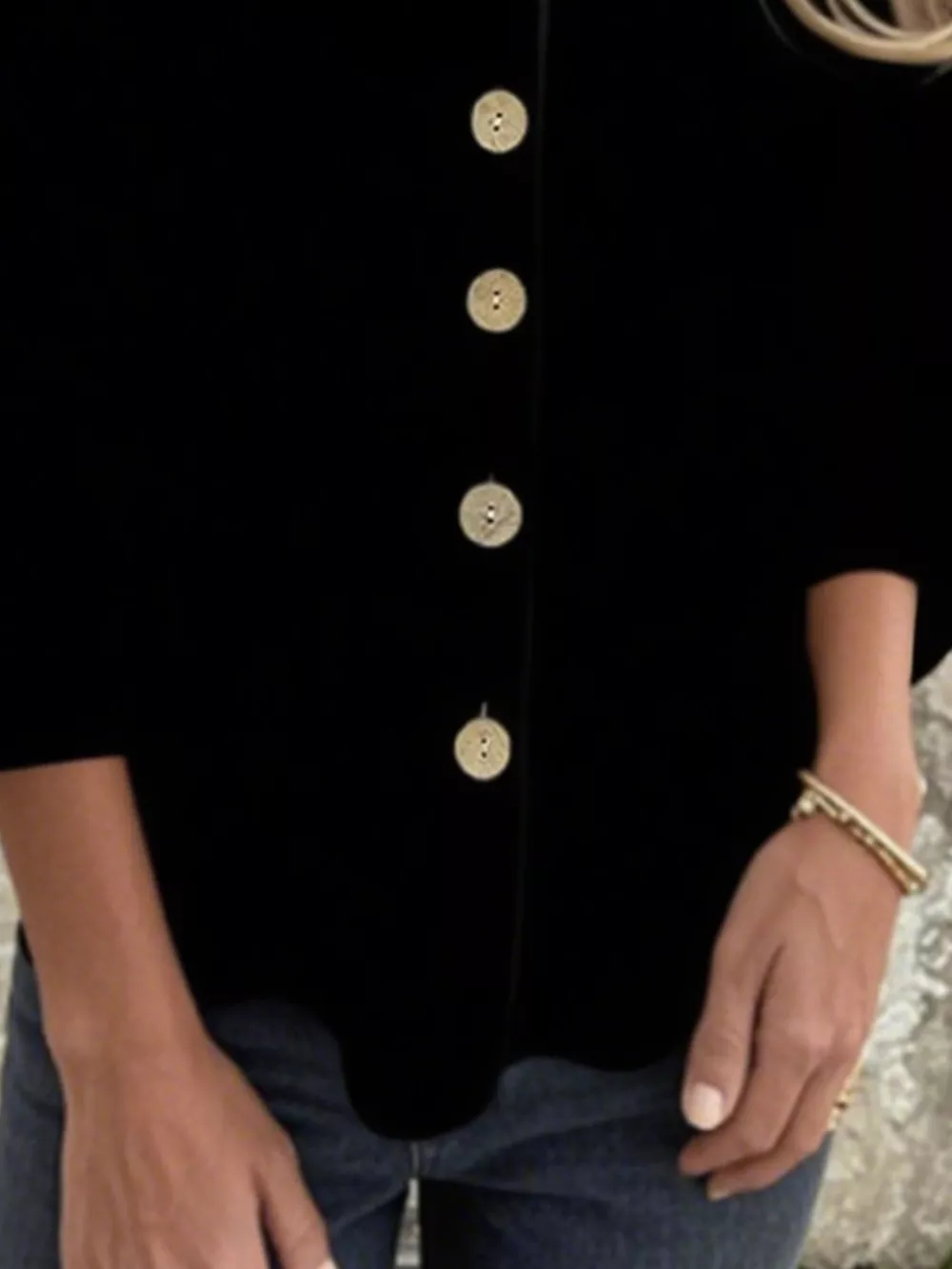 Full Size Button-Front 3/4 Sleeve Casual Blouse Plus Size, image 3