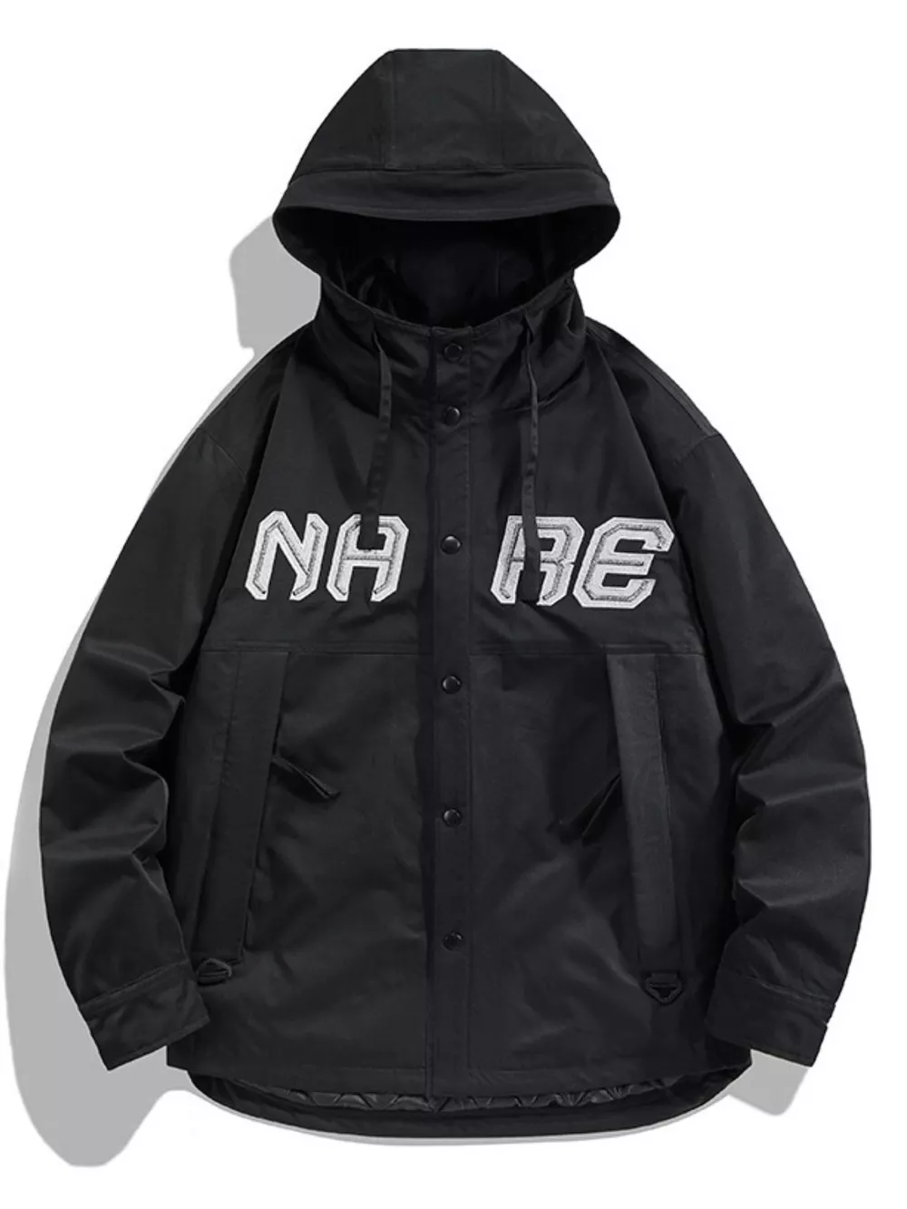 Men's Plus Size Snap Down Long Sleeve Hooded Jacket