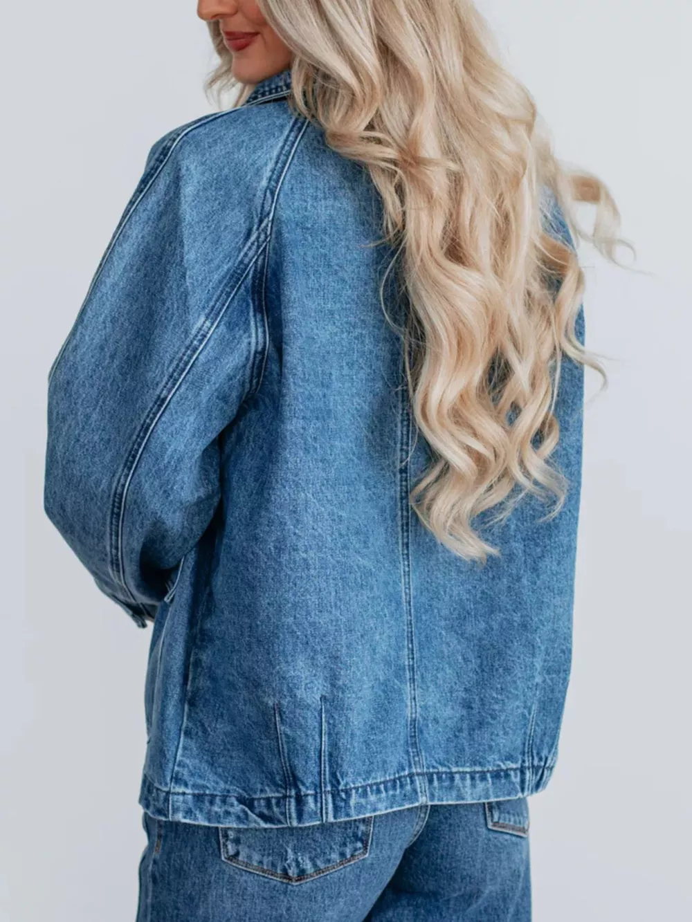 Button Up Raglan Sleeve Denim Jacket, image 6