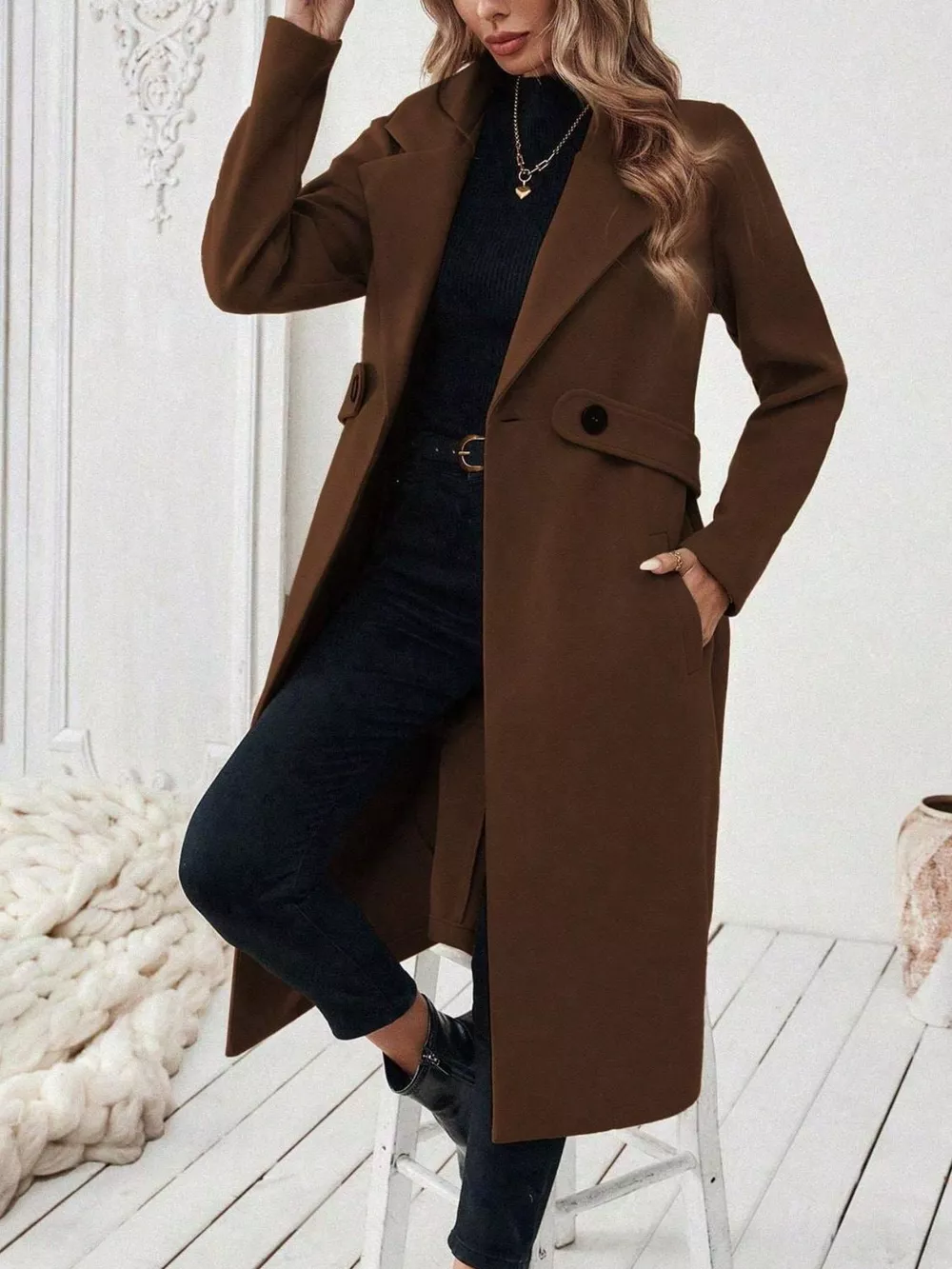Single-Button Longline Coat, image 15