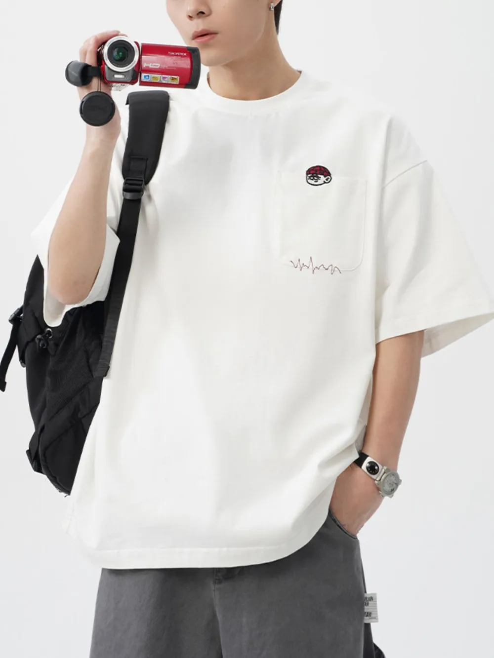 Men's Plus Size Round Neck Embroidered T-Shirt, image 13