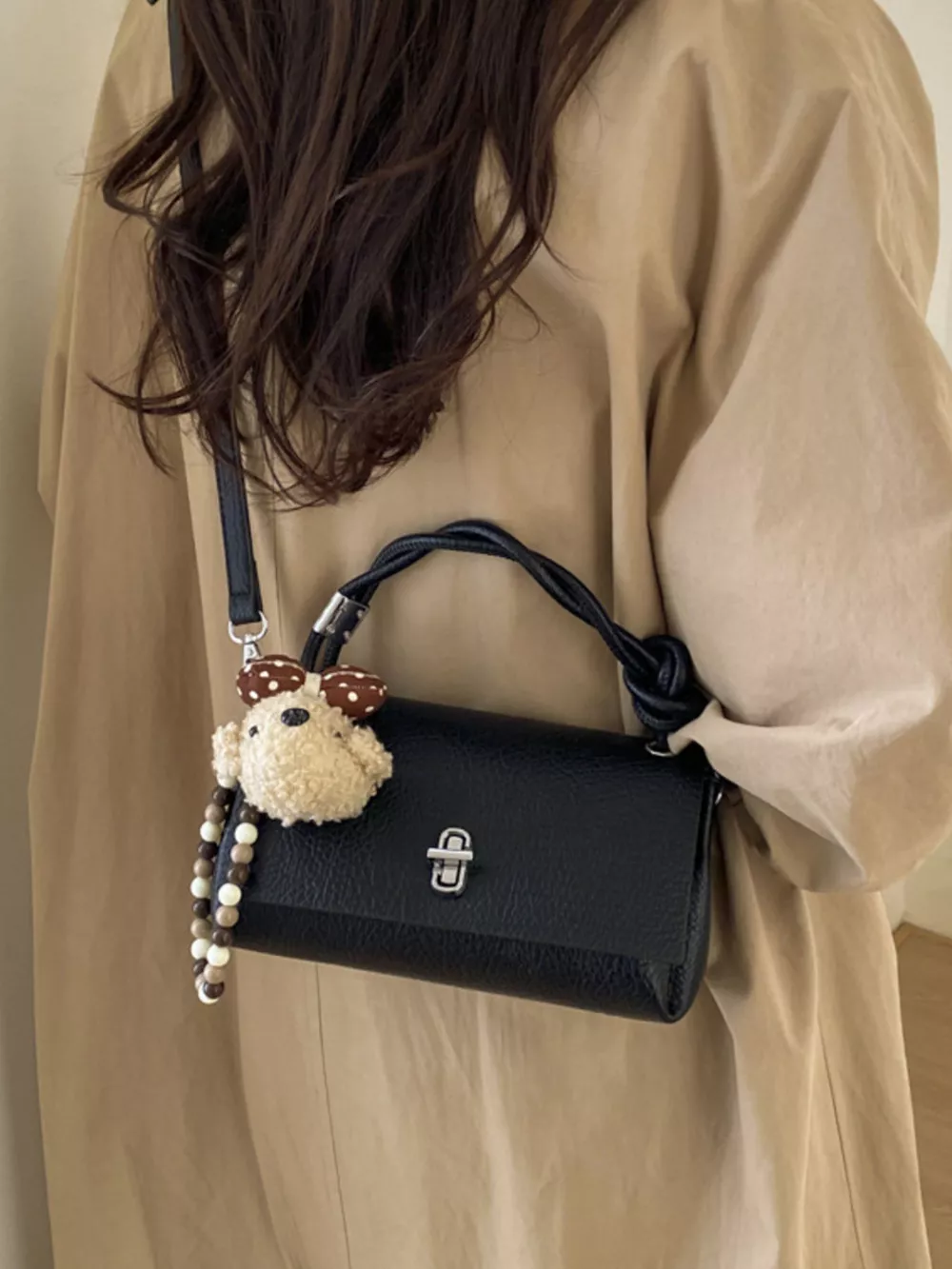 Turn-Lock Leather Crossbody Bag, image 3