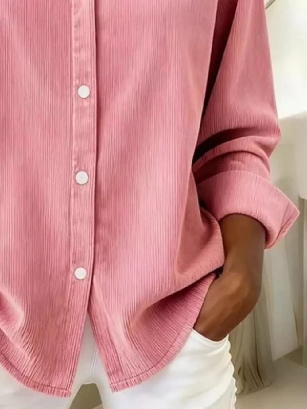 Full Size Corduroy Button-Down Shirt Plus Size, image 6