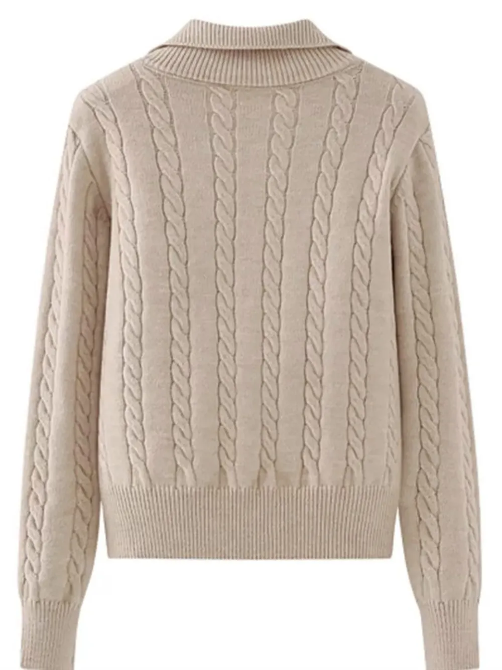 Cable-Knit Half Zip Long Sleeve Sweater, image 13