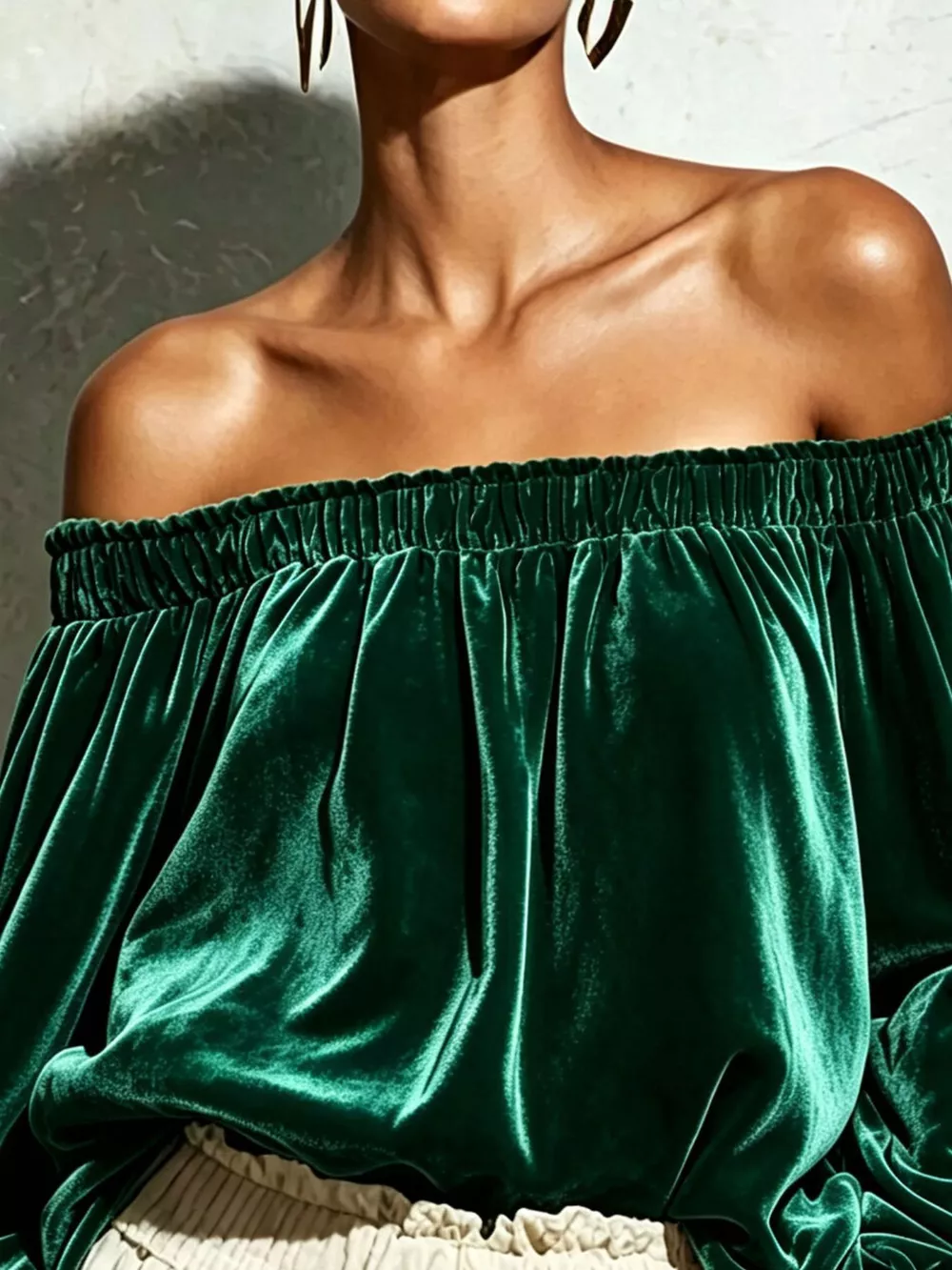 Off-Shoulder Velvet Long Sleeve T-Shirt, image 11