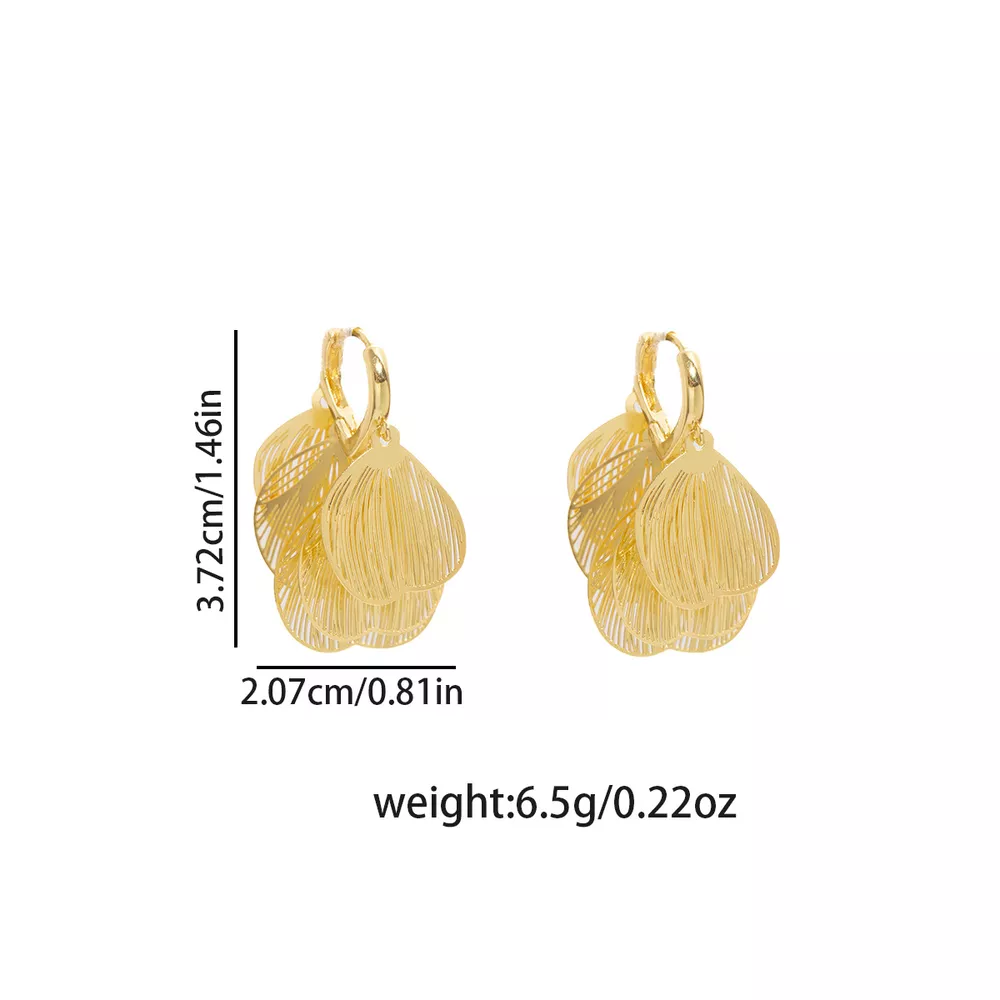 18K Gold-Plated Textured Leaf Drop Earrings, image 5