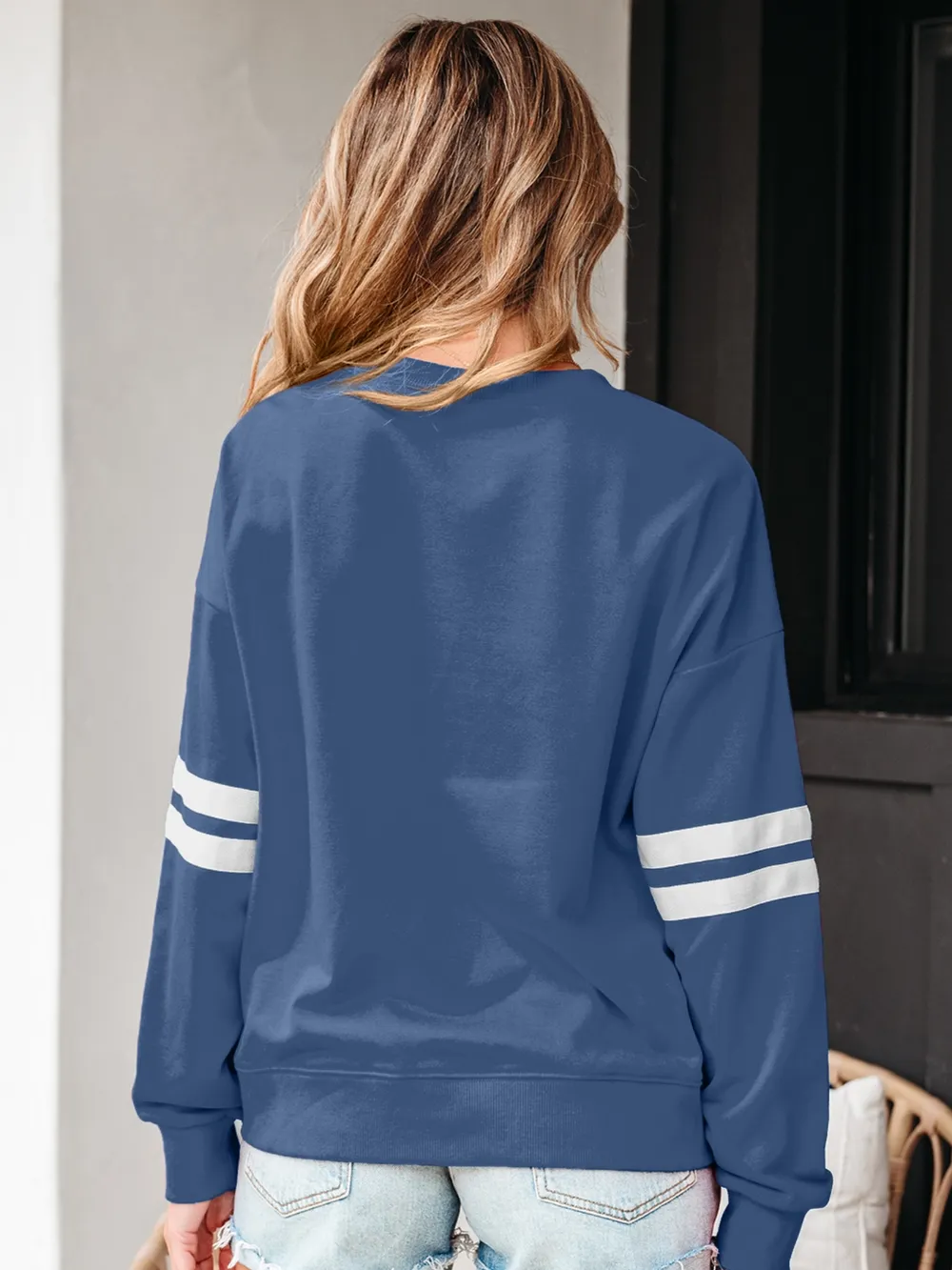 Stripe Round Neck Long Sleeve Sweatshirt, image 13