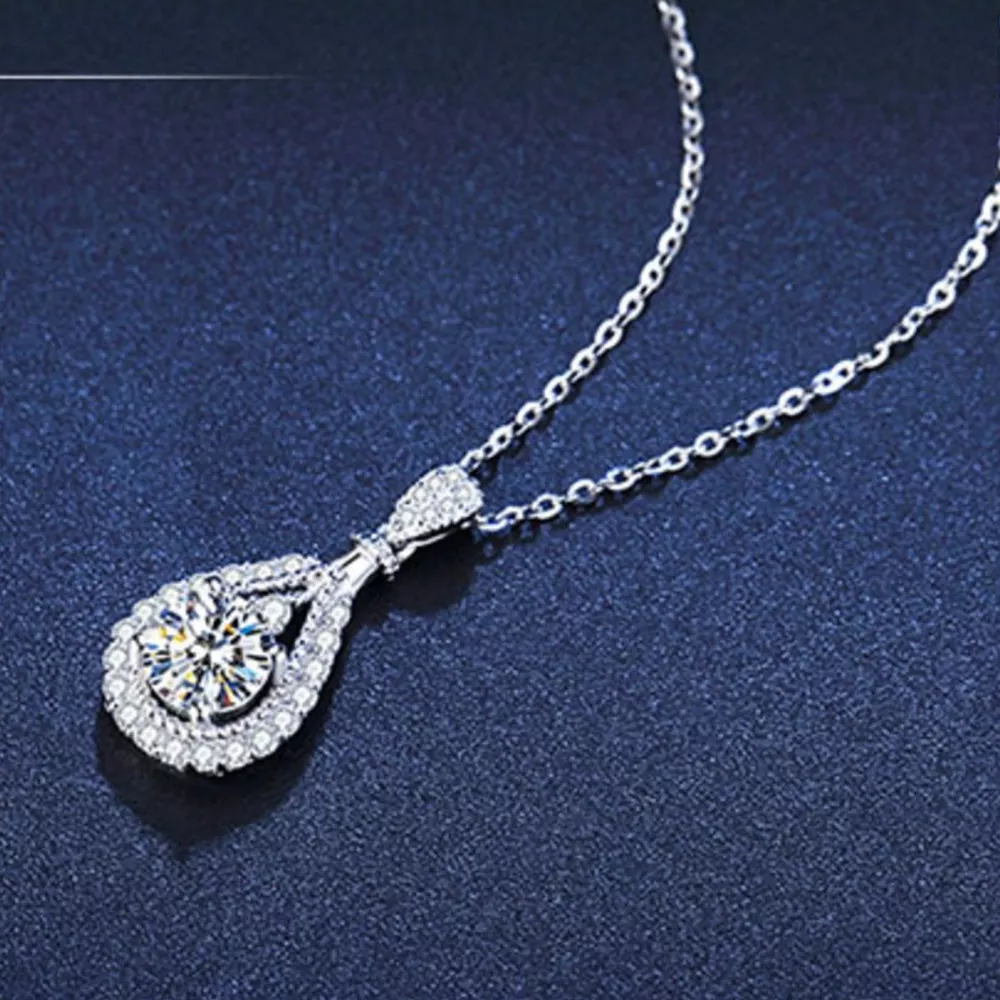 5 Carat 925 Sterling Silver Moissanite Teardrop Necklace, image 5