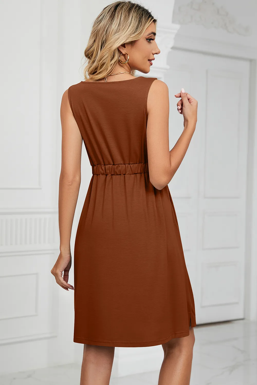 Buttoned Wide Strap Mini Dress, image 6