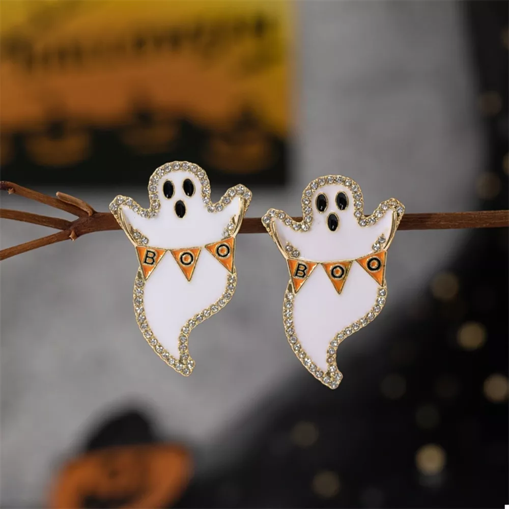 Halloween Ghost and Pumpkin Dangle Earrings, image 7