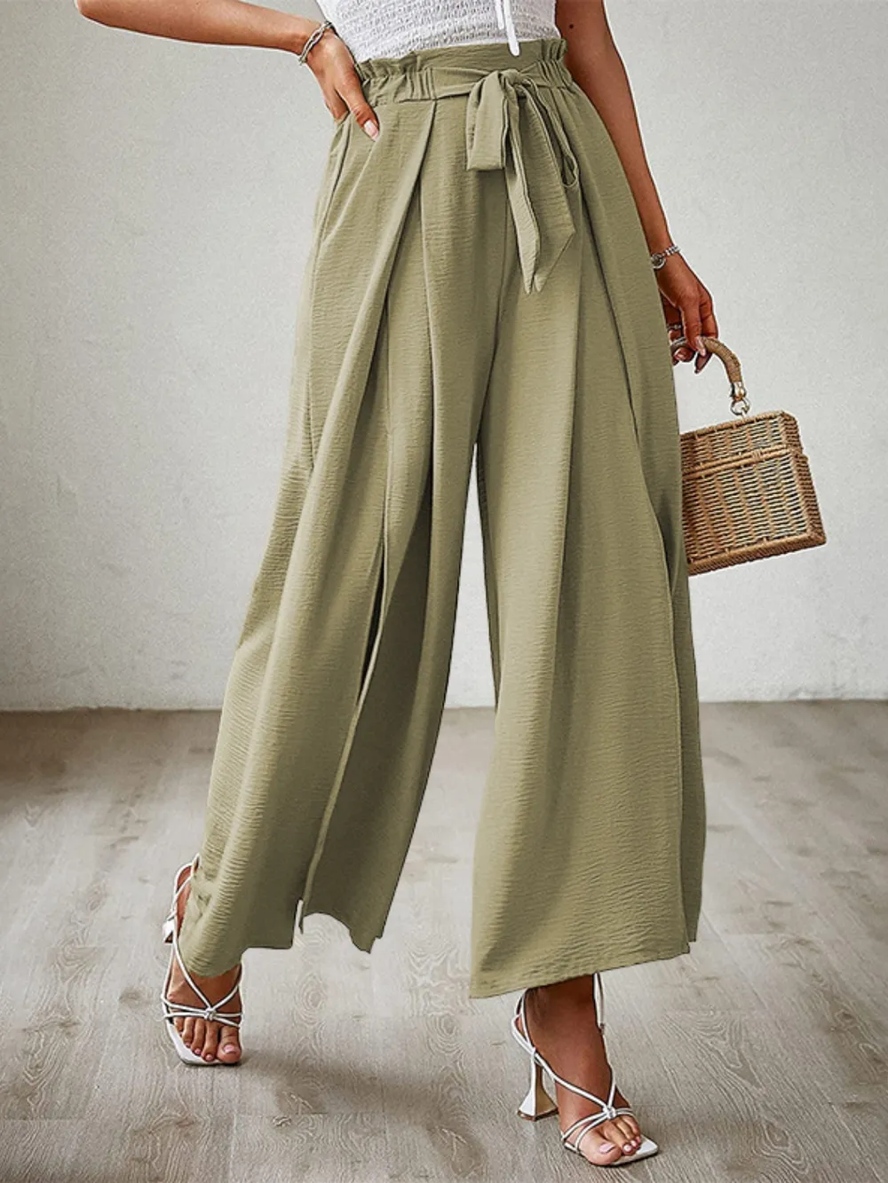Tied Slit Wide Leg Pants, image 10