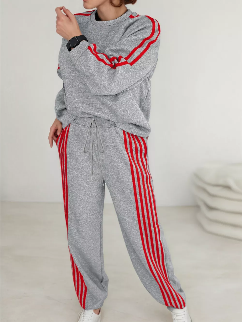Casual Striped Sweatshirt and Pants Set, image 6