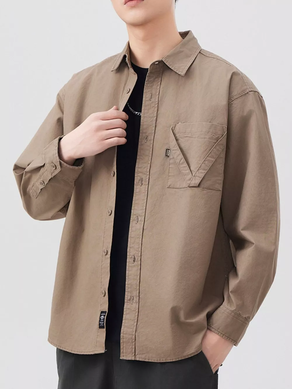 Men's Plus Size Button Up Long Sleeve Shirt, image 6