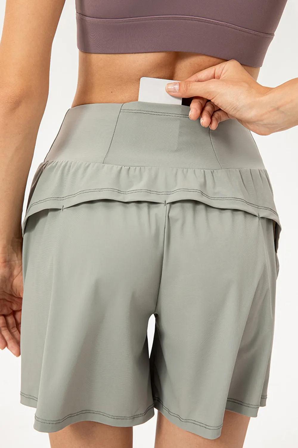 Pocketed Elastic Waist Active Shorts, image 3