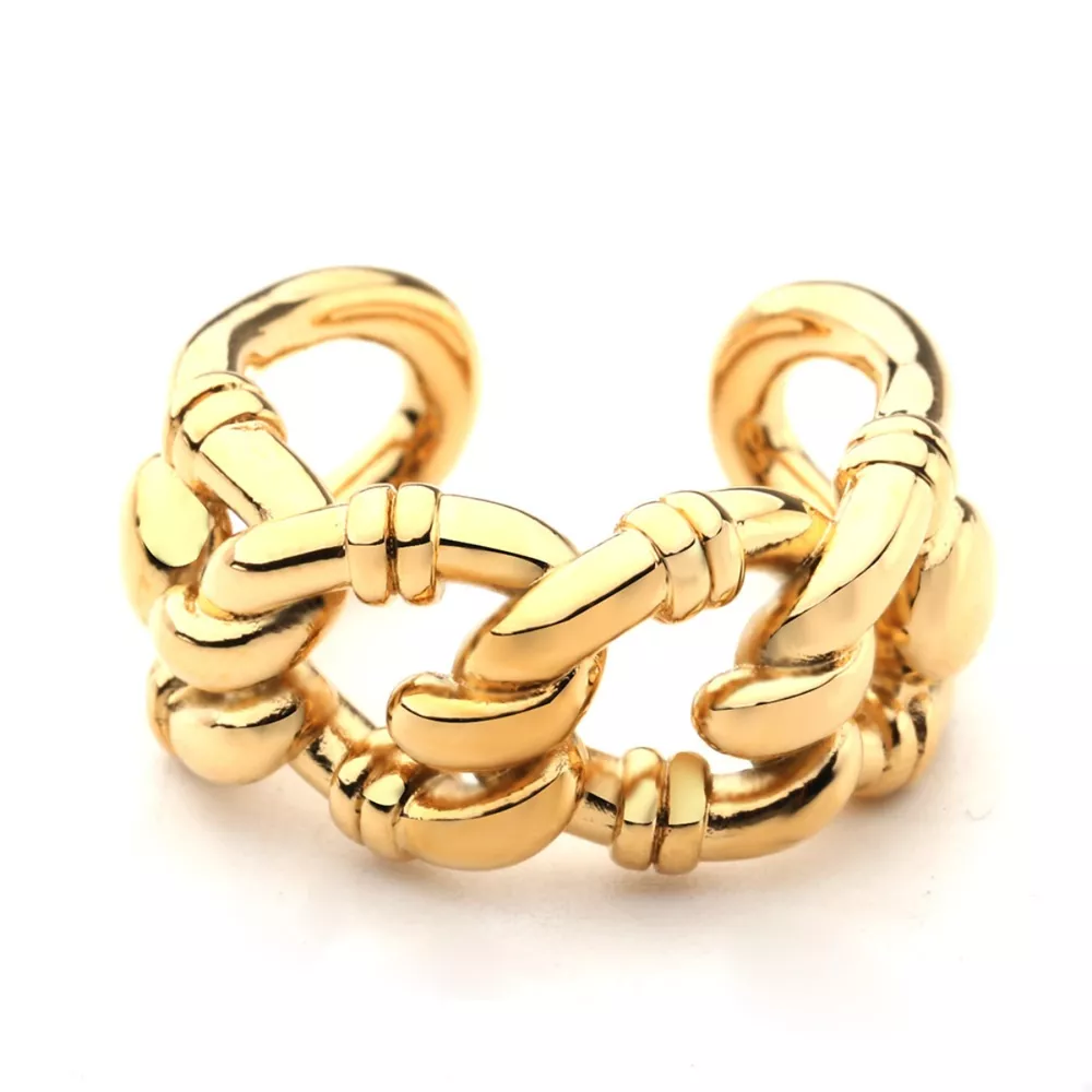 18K Gold-Plated Chain Link Open Ring, image 2