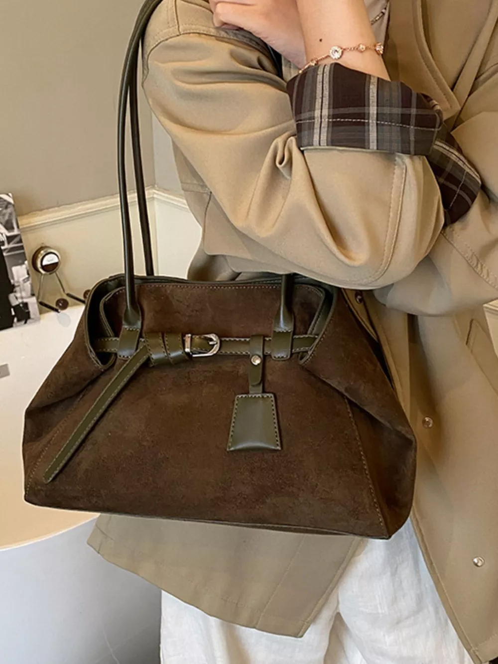 Lightweight Suede Shoulder Bag, image 12