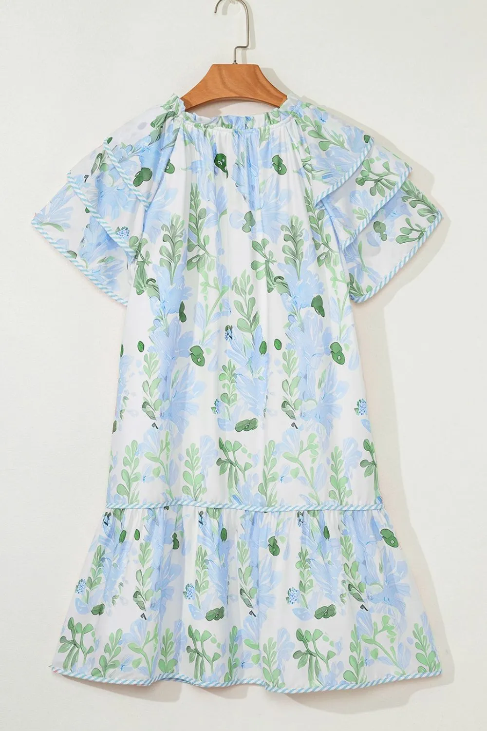 Floral Contrast Edge Layered Short Sleeve Mini Dress, image 9