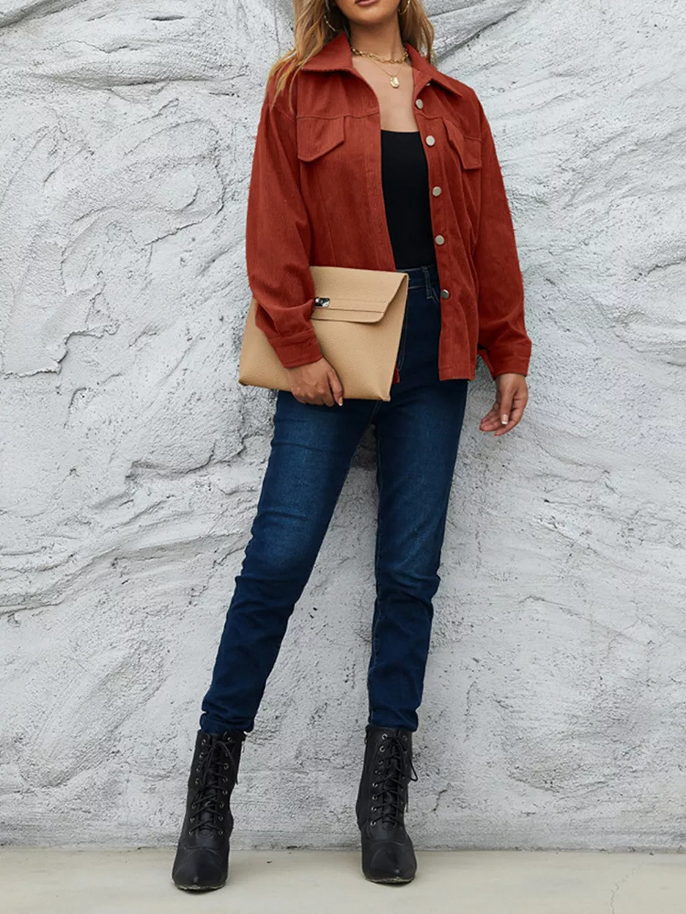 Corduroy Button-Down Shirt with Chest Pockets, image 4