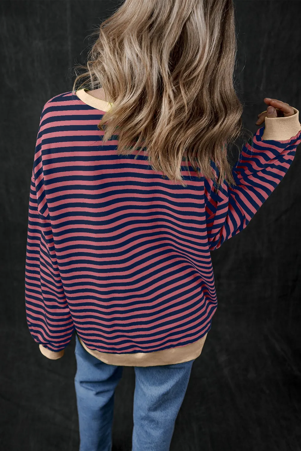 Pumpkin Striped Long Sleeve Sweatshirt, image 2