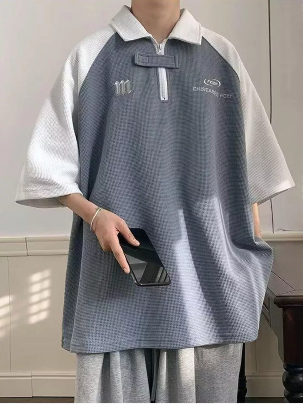 Men's Plus Size Two-Tone Casual Polo
