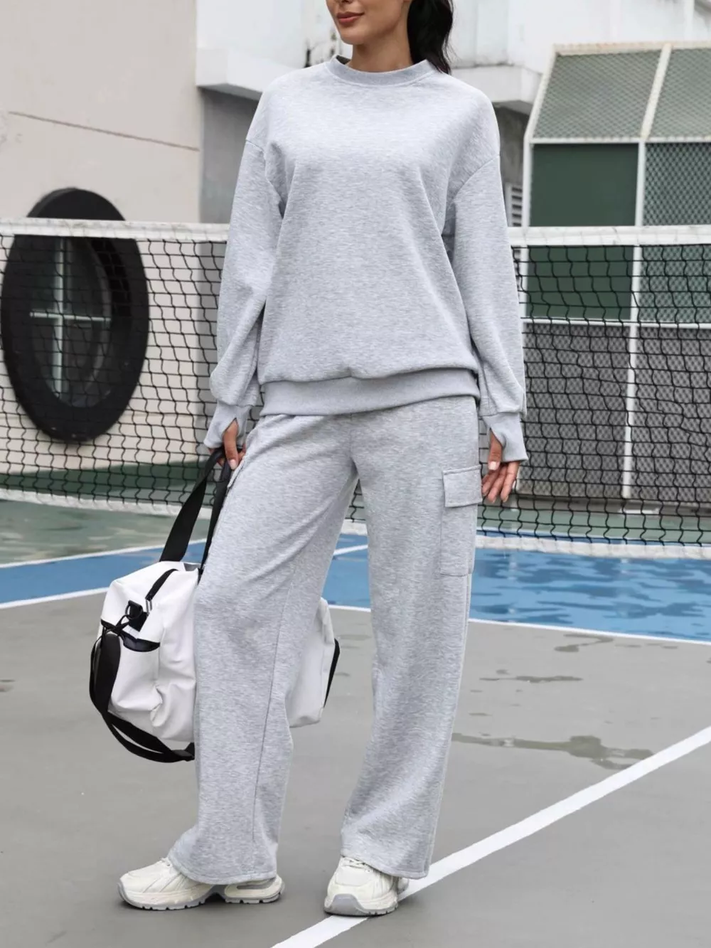Dropped Shoulder Sweatshirt and Pants Set, image 2