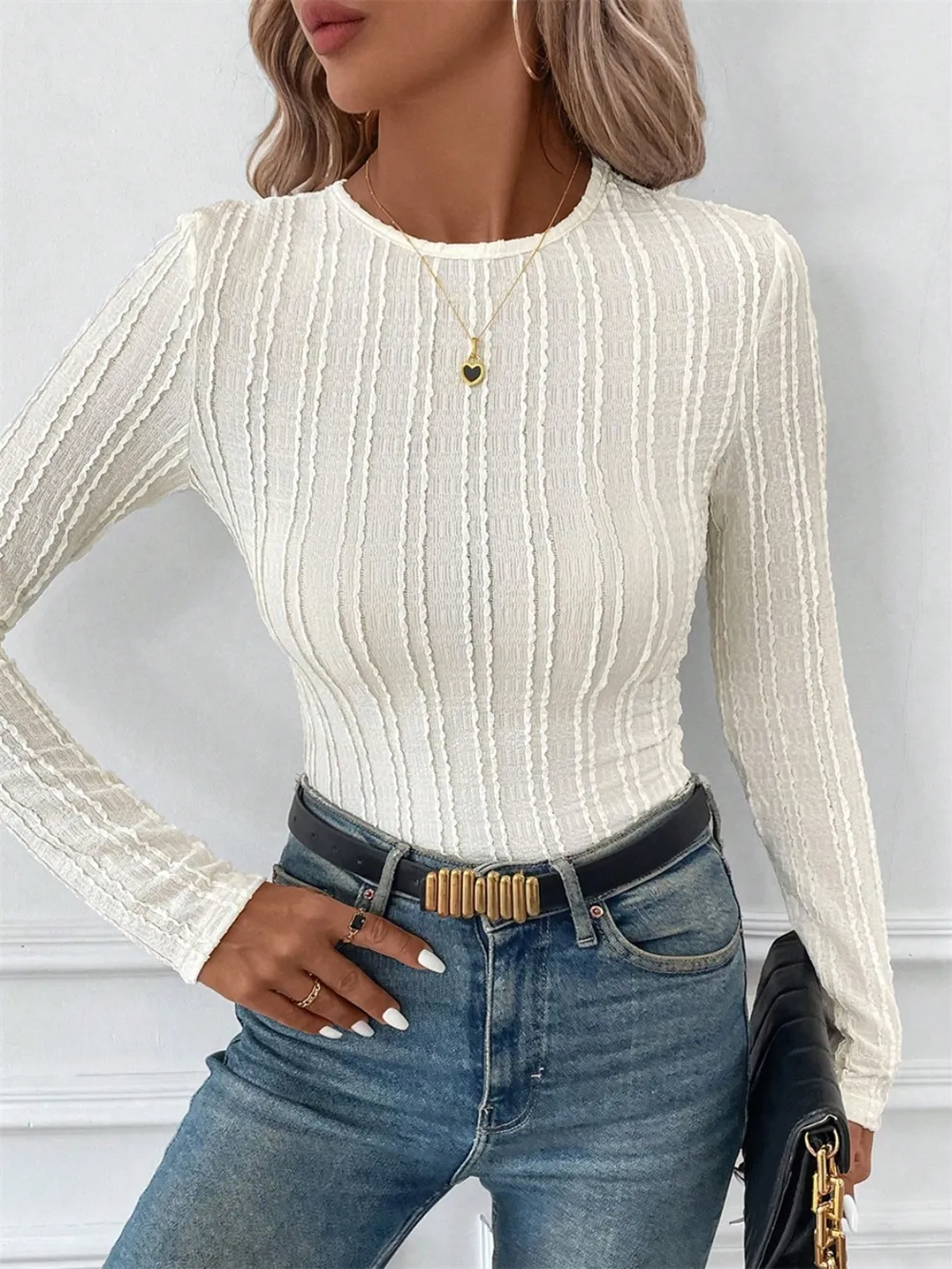 Round Neck Long Sleeve Top, image 5