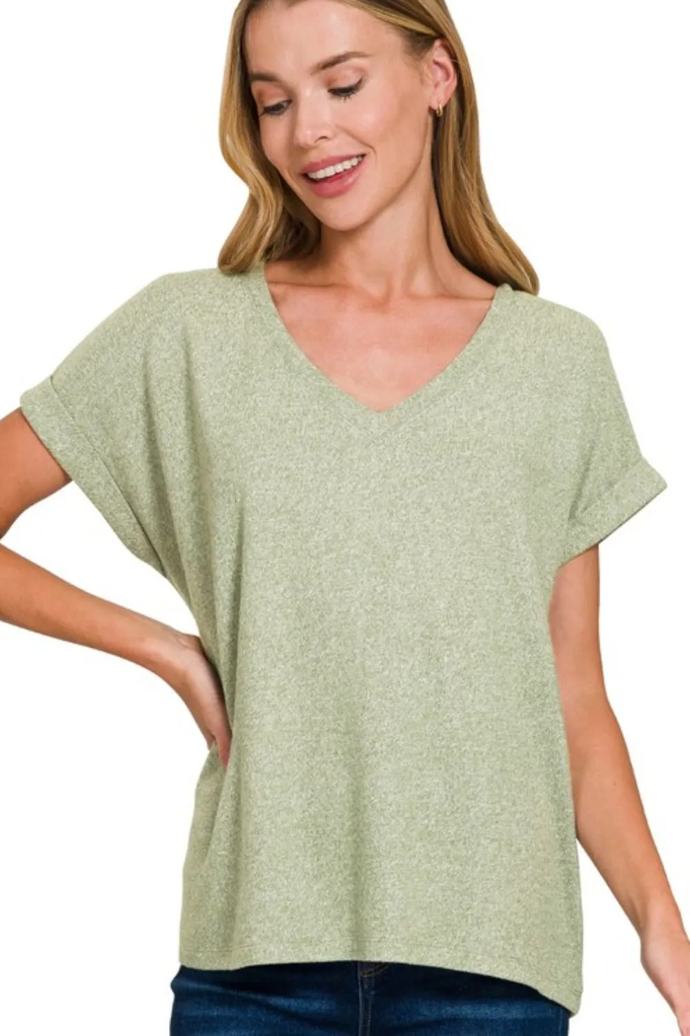 Soft Melange Hacci V-neck Tee