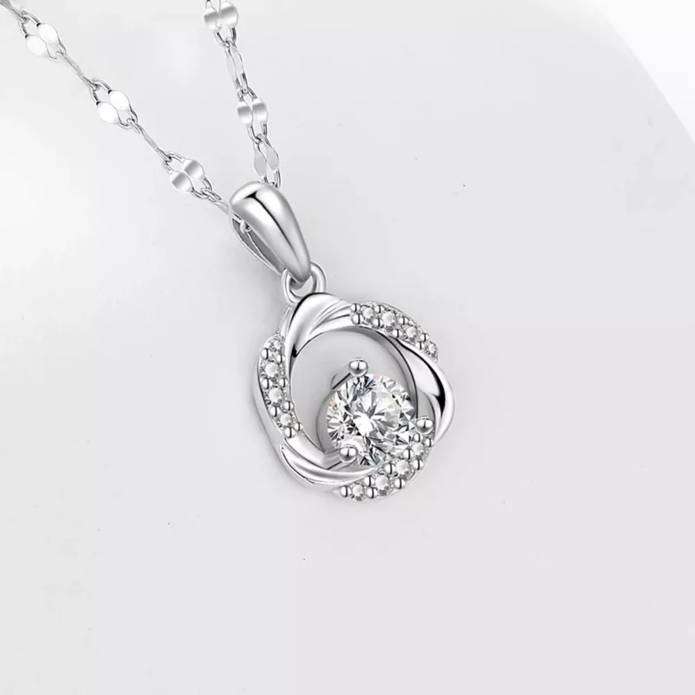 925 Sterling Silver Zircon Pendant Necklace, image 4