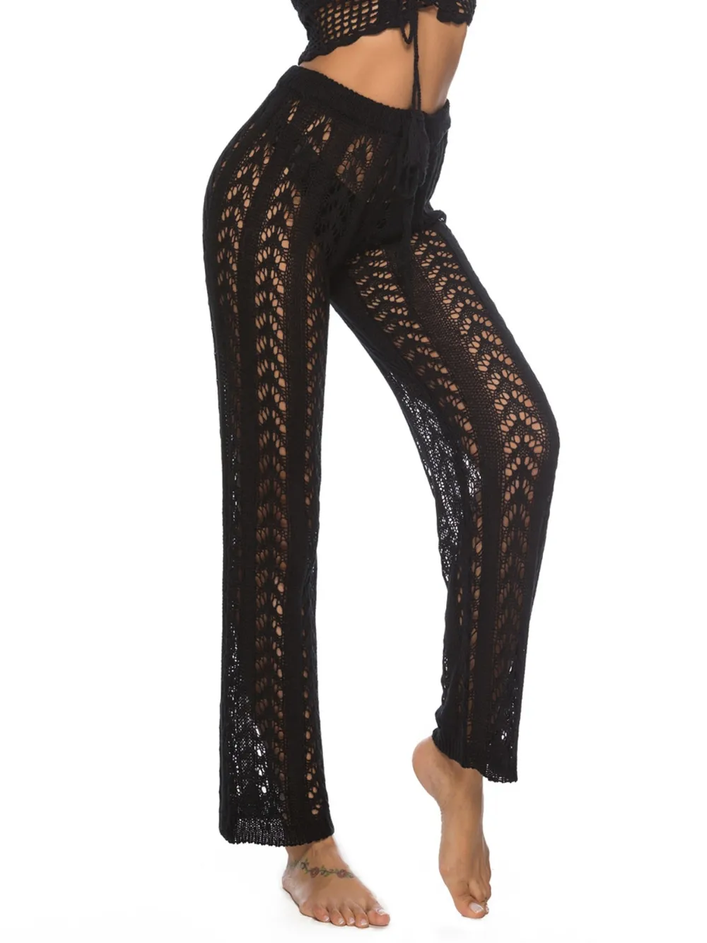 Cutout Drawstring High Waist Swim Pants, image 5